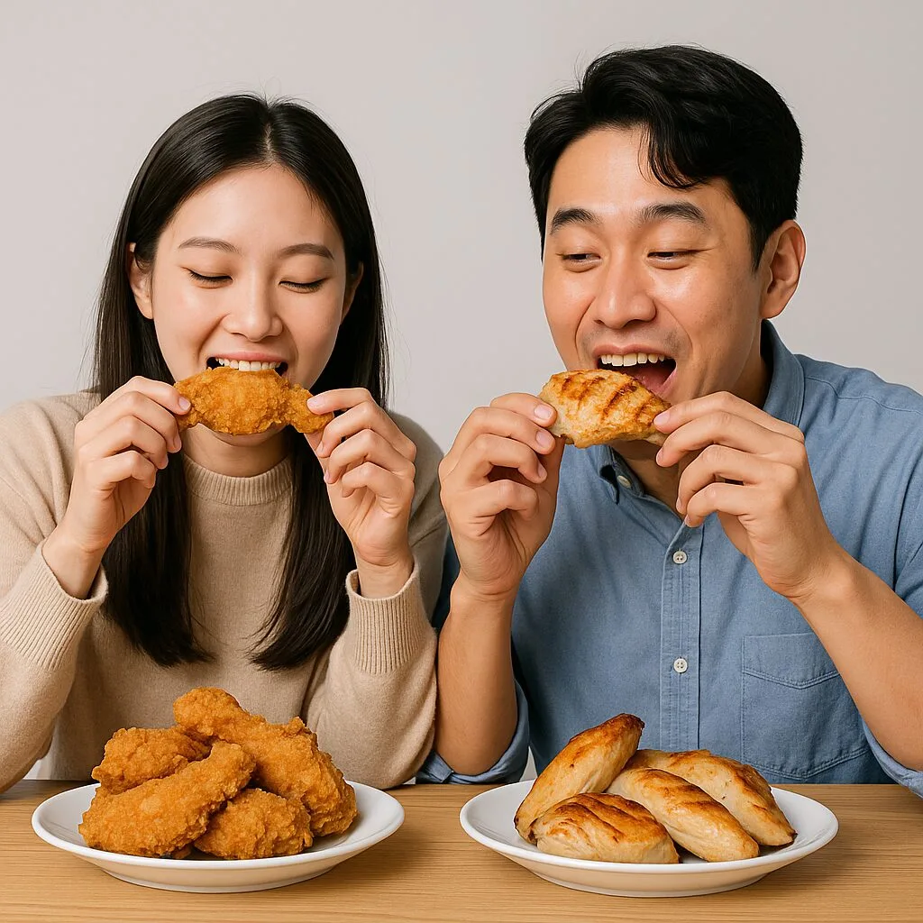 “한 입 차이로 비만·심장병 위험까지? 튀긴 치킨과 구운 치킨의 잔혹한 진실”