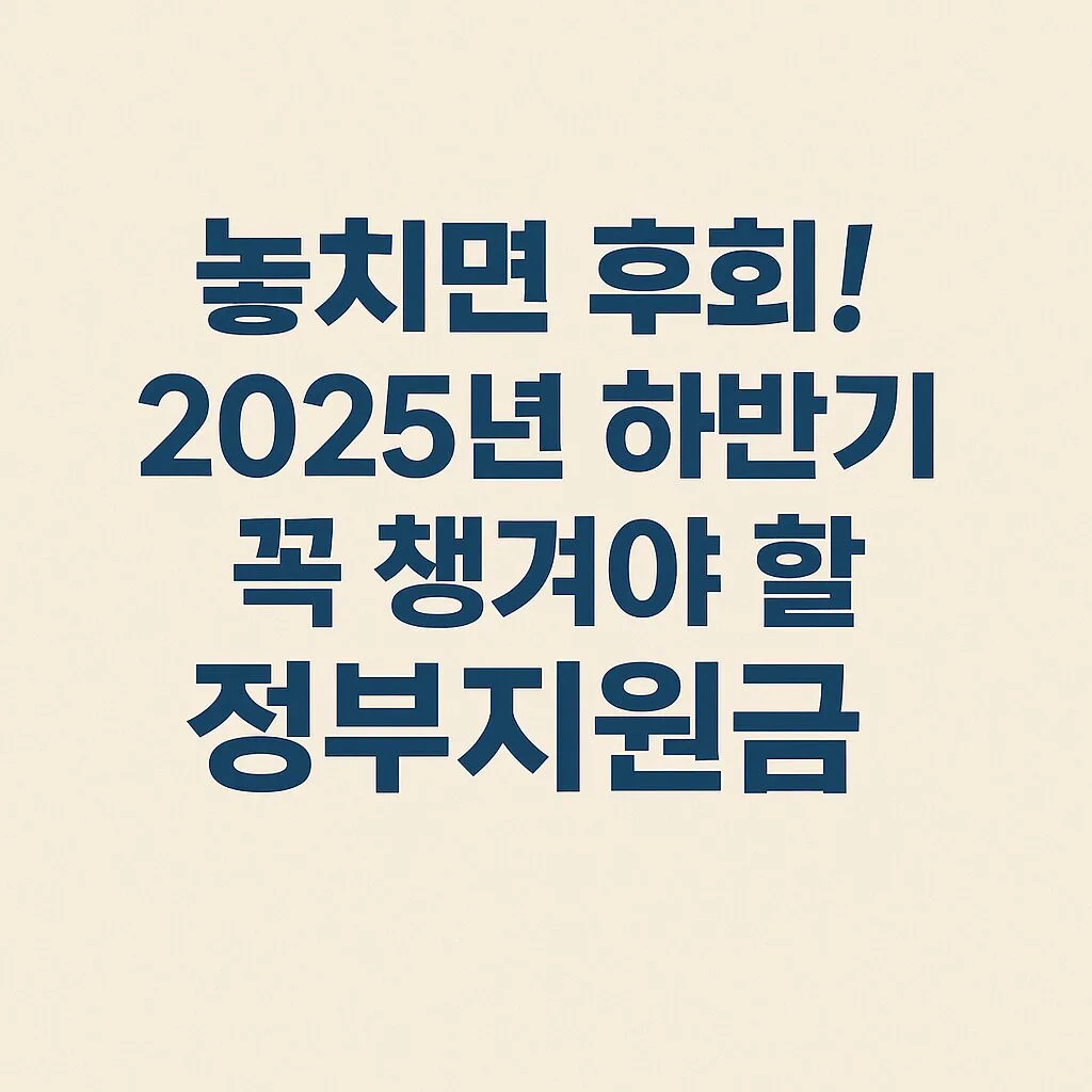 “놓치면 후회! 2025년 하반기, 꼭 챙겨야 할 정부지원금 5선”