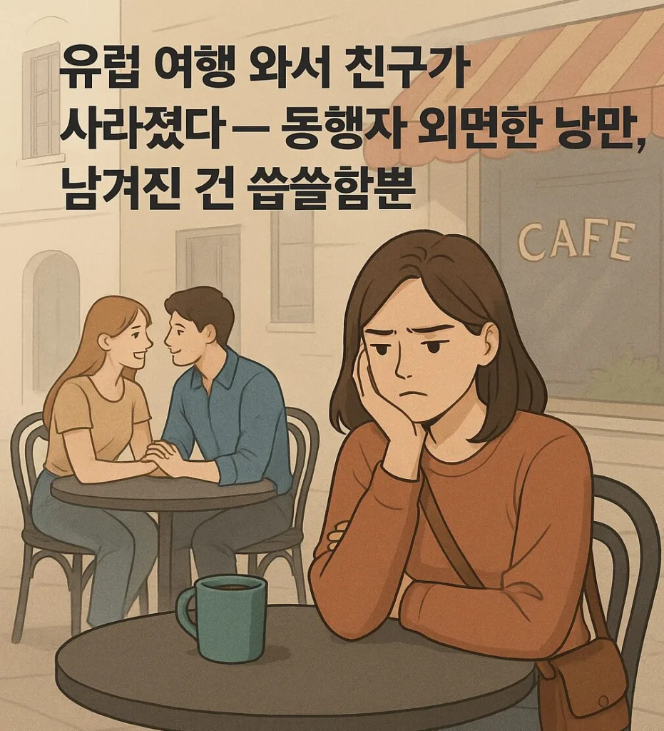 “유럽 여행 왔는데 친구가 사라졌다” — 낭만만 챙긴 동행자, 남겨진 건 외로움뿐