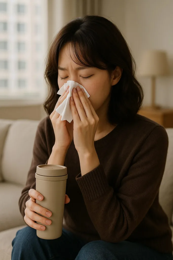 “맑은 콧물만 나오던 내가 갑자기 누런 콧물? 환절기 감기 상태가 심각해졌다는 증거일까?”