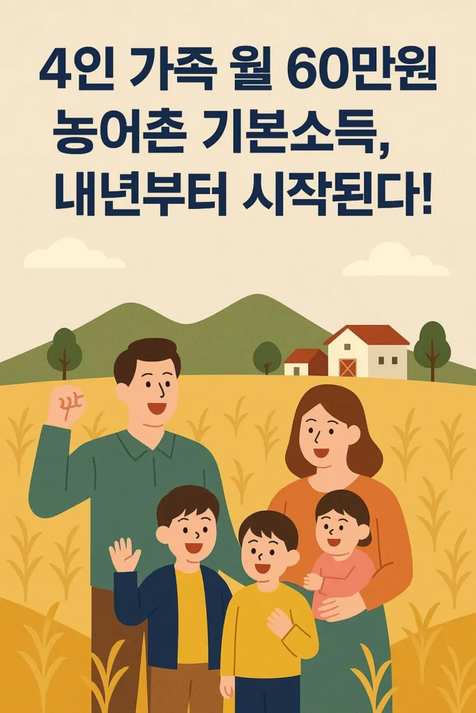 4인 가족 월 60만원” 농어촌 기본소득, 내년부터 시작된다!