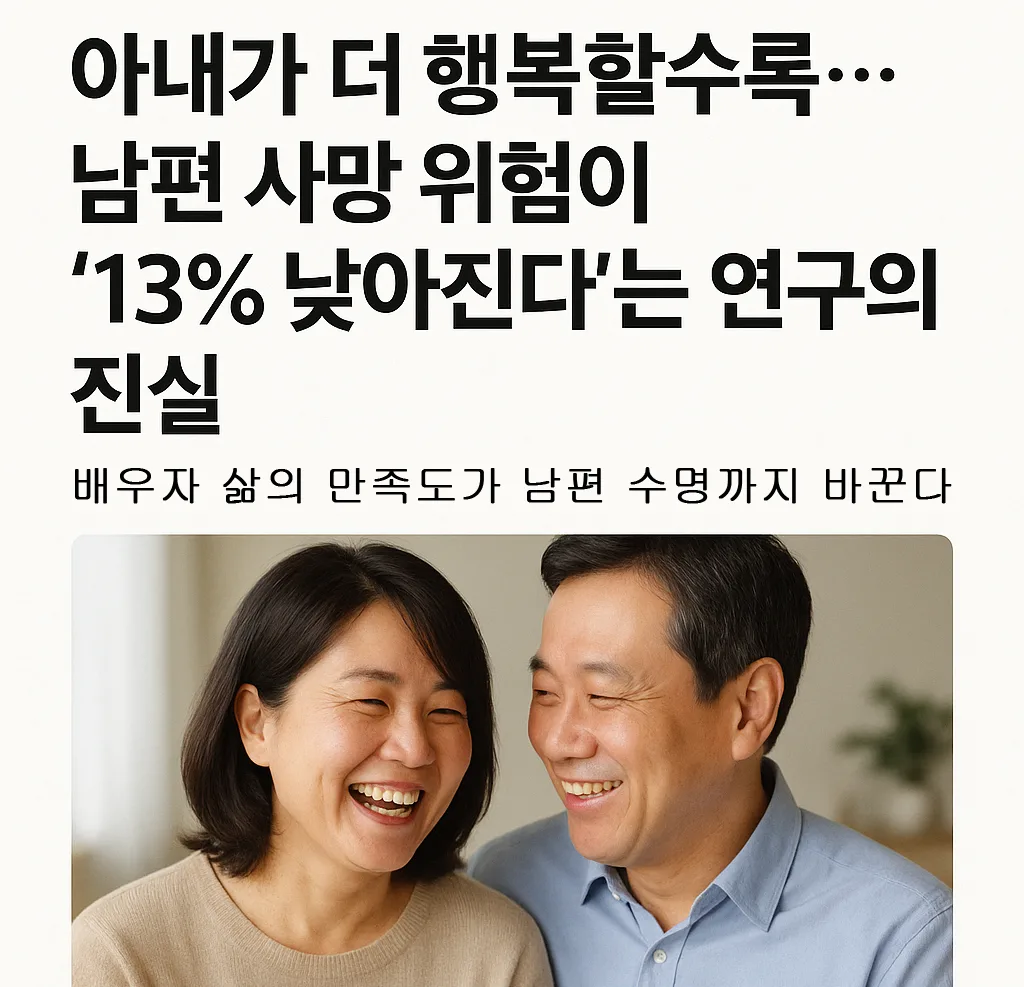 “아내가 더 행복할수록… 남편 사망 위험이 ‘13% 낮아진다’는 연구의 진실”