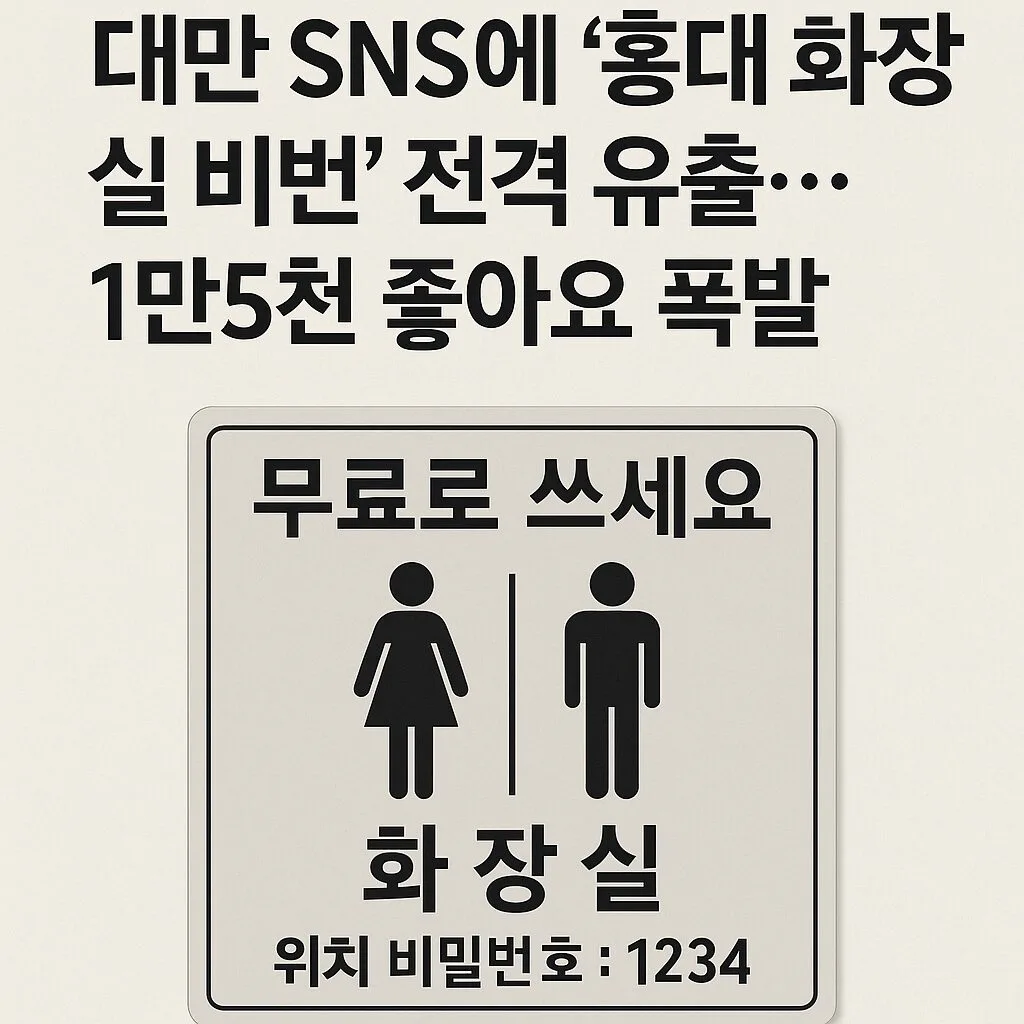 “대만 SNS에 ‘홍대 화장실 비번’ 전격 유출…1만5천 좋아요 폭발” 5 “대만 SNS에 ‘홍대 화장실 비번’ 전격 유출…1만5천 좋아요 폭발”