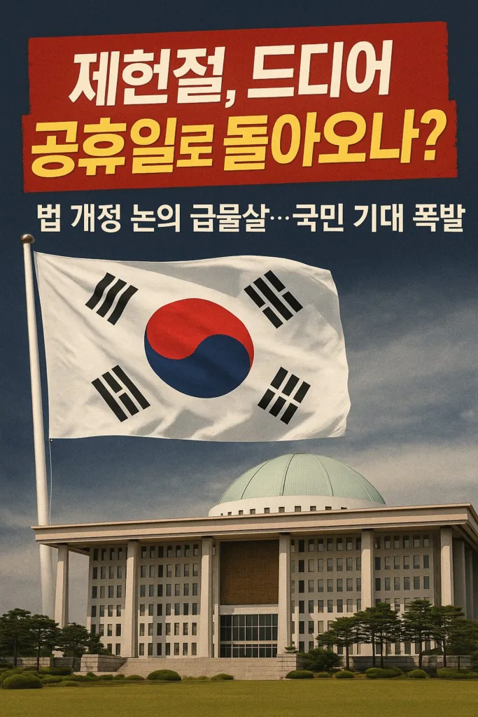 “제헌절, 드디어 공휴일로 돌아오나?” 법 개정 논의 급물살…국민 기대 폭발