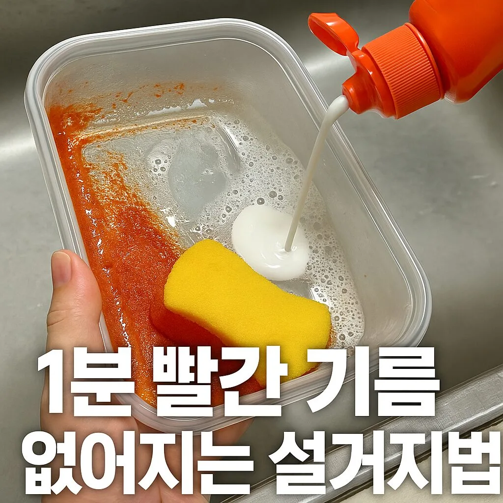 “반찬통 빨간기름, 1분이면 사라진다? 설거지 고수들이 찐으로 쓰는 방법 공개”