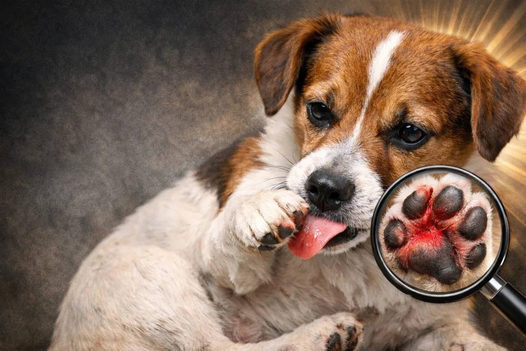 강아지가 발바닥을 계속 핥는다? 숨은 이유 10가지 + 정확한 해결법